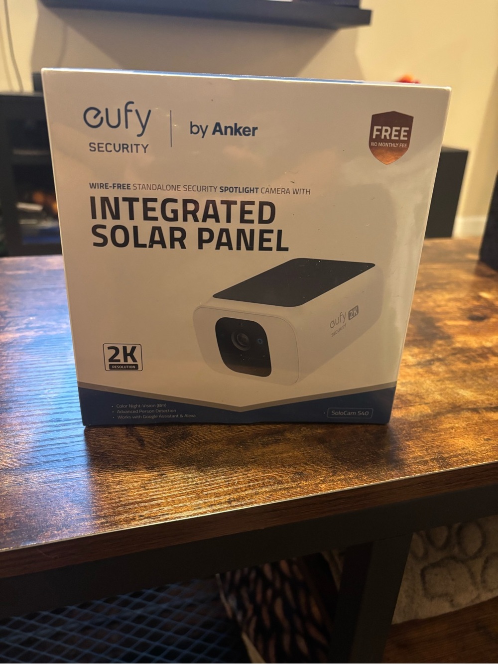 Anker Eufy Integrated Solar Panel Security Camera - White & Black